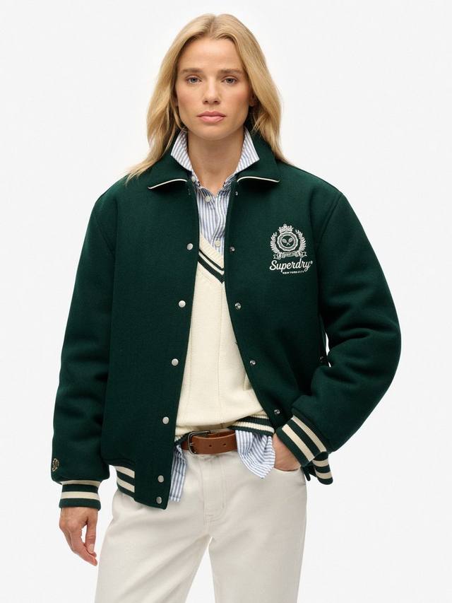 

Бомбер Country Club из шерстяной смеси Superdry, Enamel Green