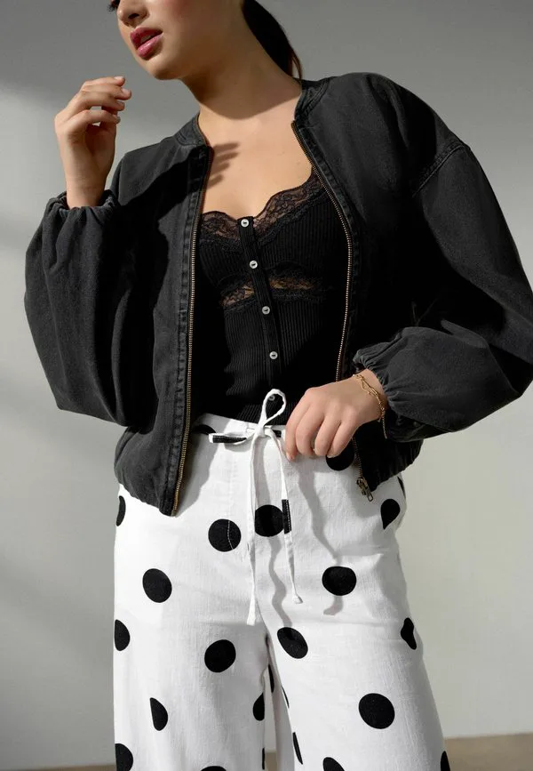 Брюки с широкими штанинами, крой для высоких людей Next, Black White Polka Dot — фото 2