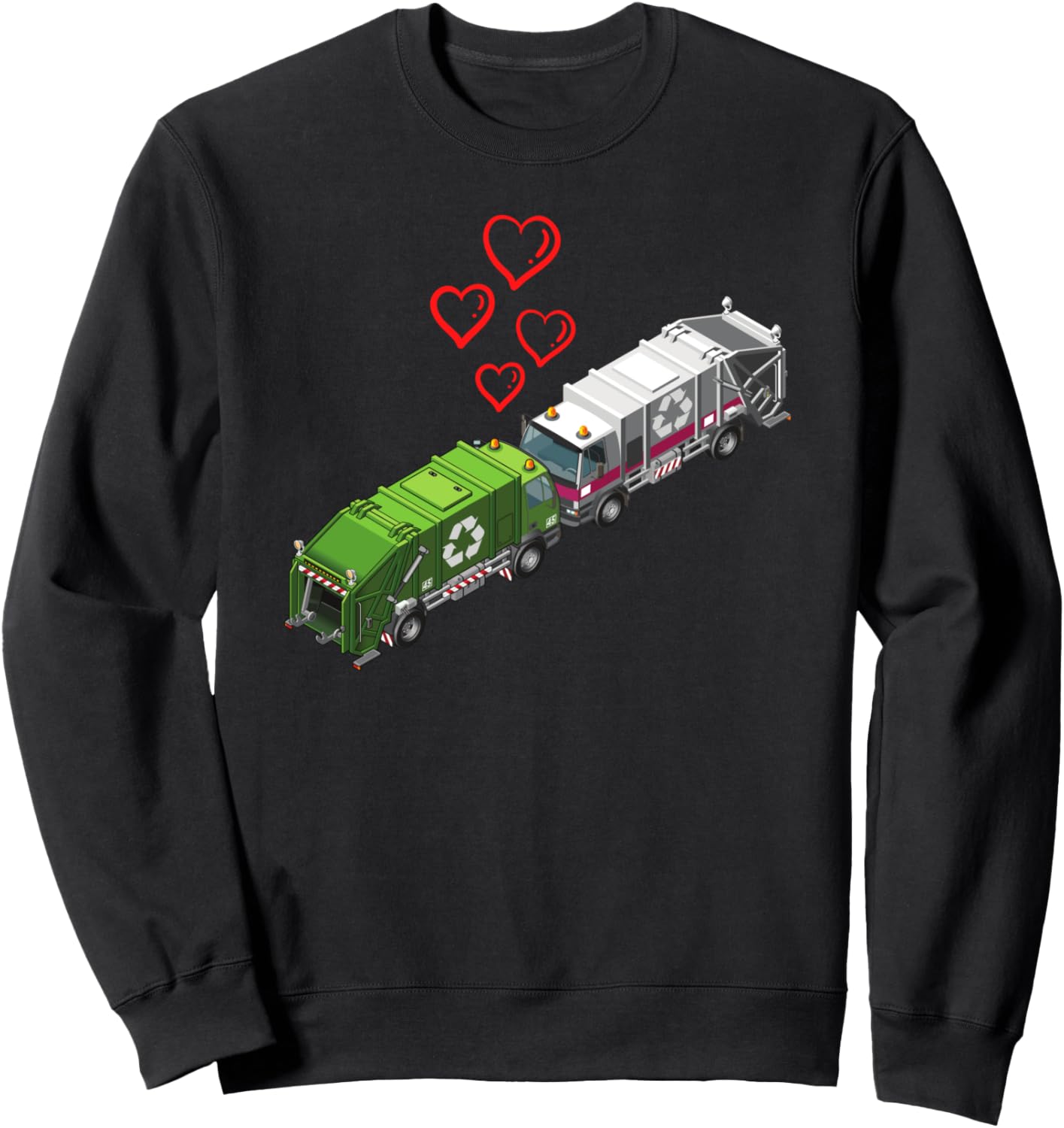 

Любовные шишки: Мусоровоз и грузовик для переработки отходов. Толстовка с надписью «Я люблю мусор» Ecolove Wheels: Humorous Truck Lover Apparels, черный