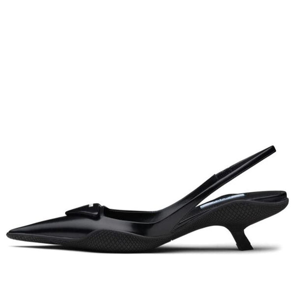 Кроссовки 30mm sling-back pumps brushed leather 'black' Prada, черный