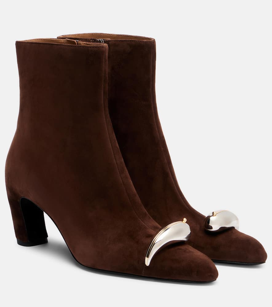 Пирсинг XL 65 замшевые ботинки до щиколотки Tory Burch, Dark Cocoa/Silver