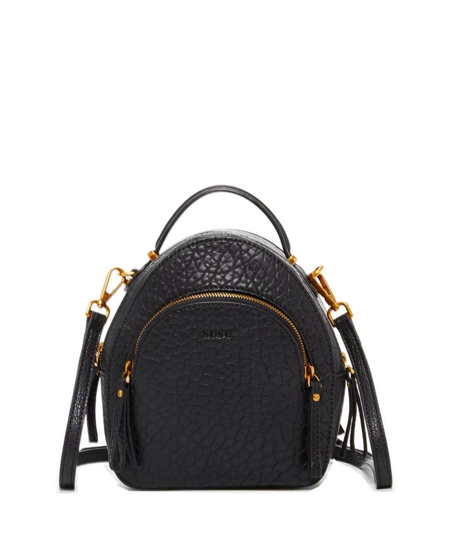 

Небольшой кожаный мини-рюкзак-сумочка со съемными плечевыми ремнями SUSU, Black