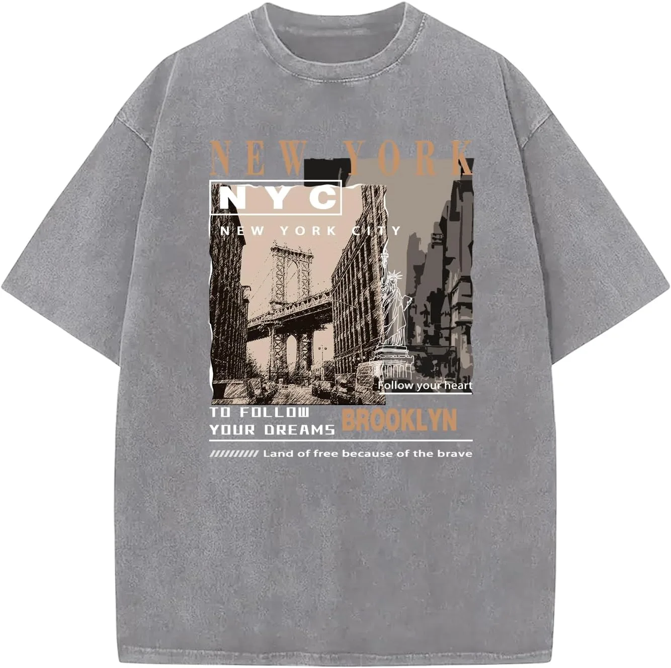 

Футболка Oversized с принтом New York Los Angeles Vintage Acid Wash Uncle Vanilla