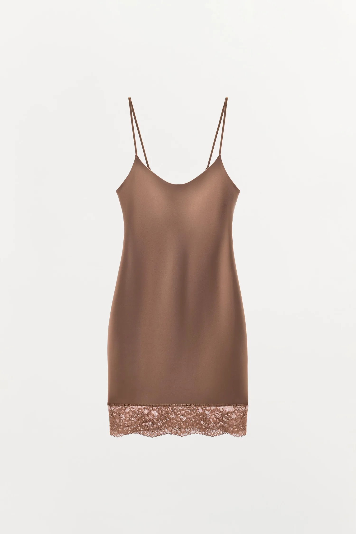 Короткое кружевное платье из смеси полиамида Zara, бежево-розовый — фото 4