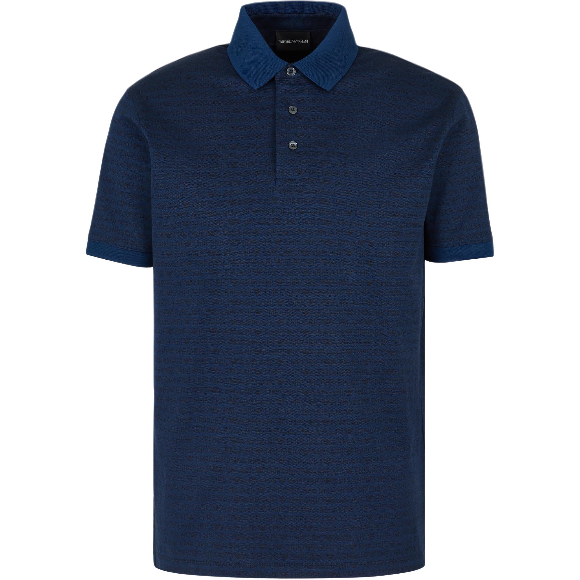 

Джерси поло с вышивкой жаккард EMPORIO ARMANI, синий