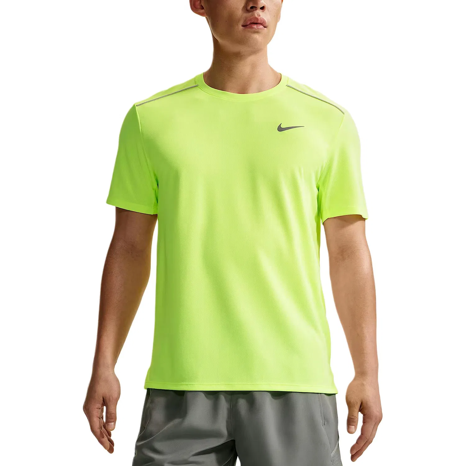 Футболка для бега Dri Fit Miler мужская Nike, Neon Ice Yellow/Light Yellow Green