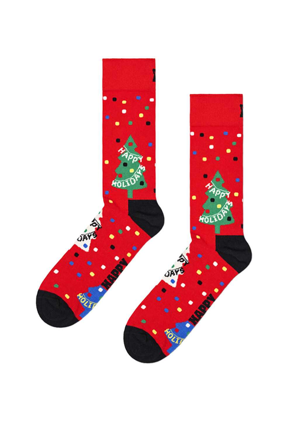 

Носки женские Happy Socks с новогодним принтом, красный