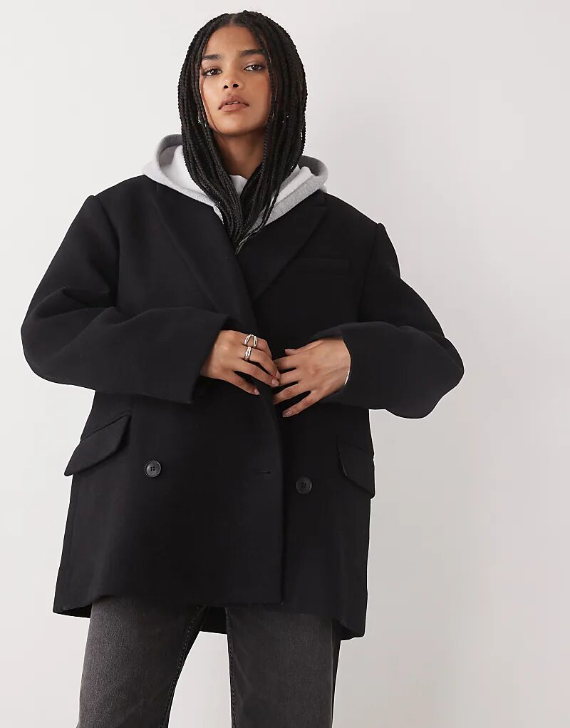 

Двубортный пиджак Weekday из шерстяной смеси черного цвета