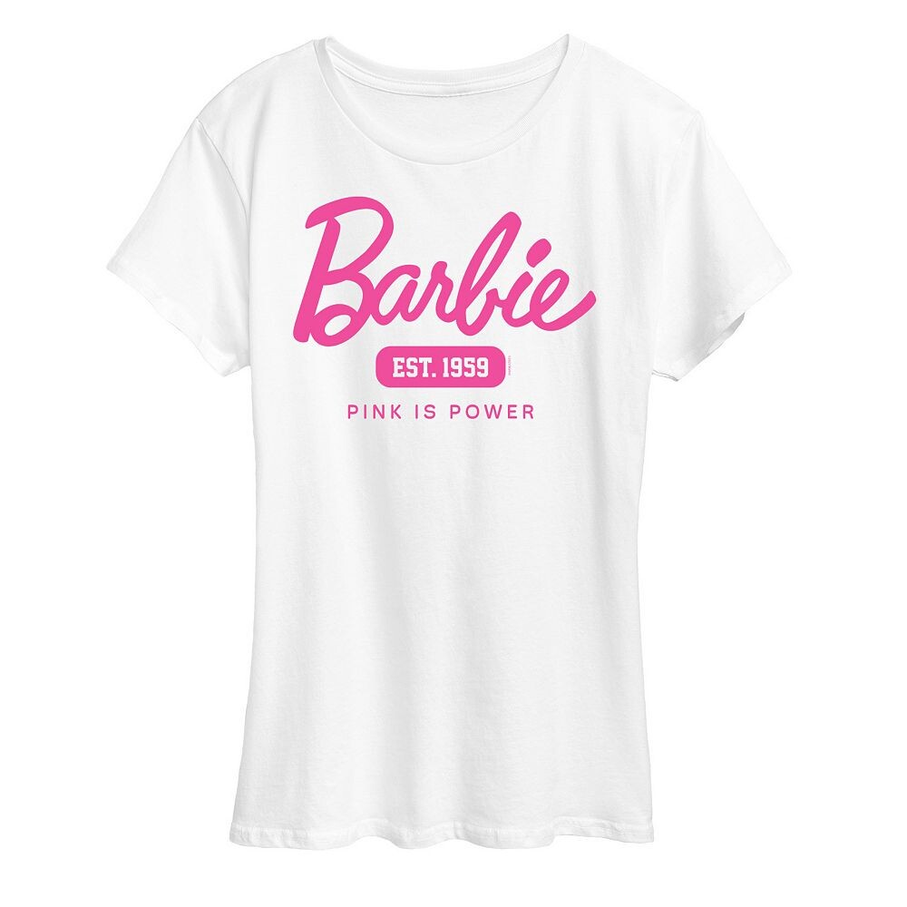 

Женская футболка Barbie Pink Is Power с рисунком, белый