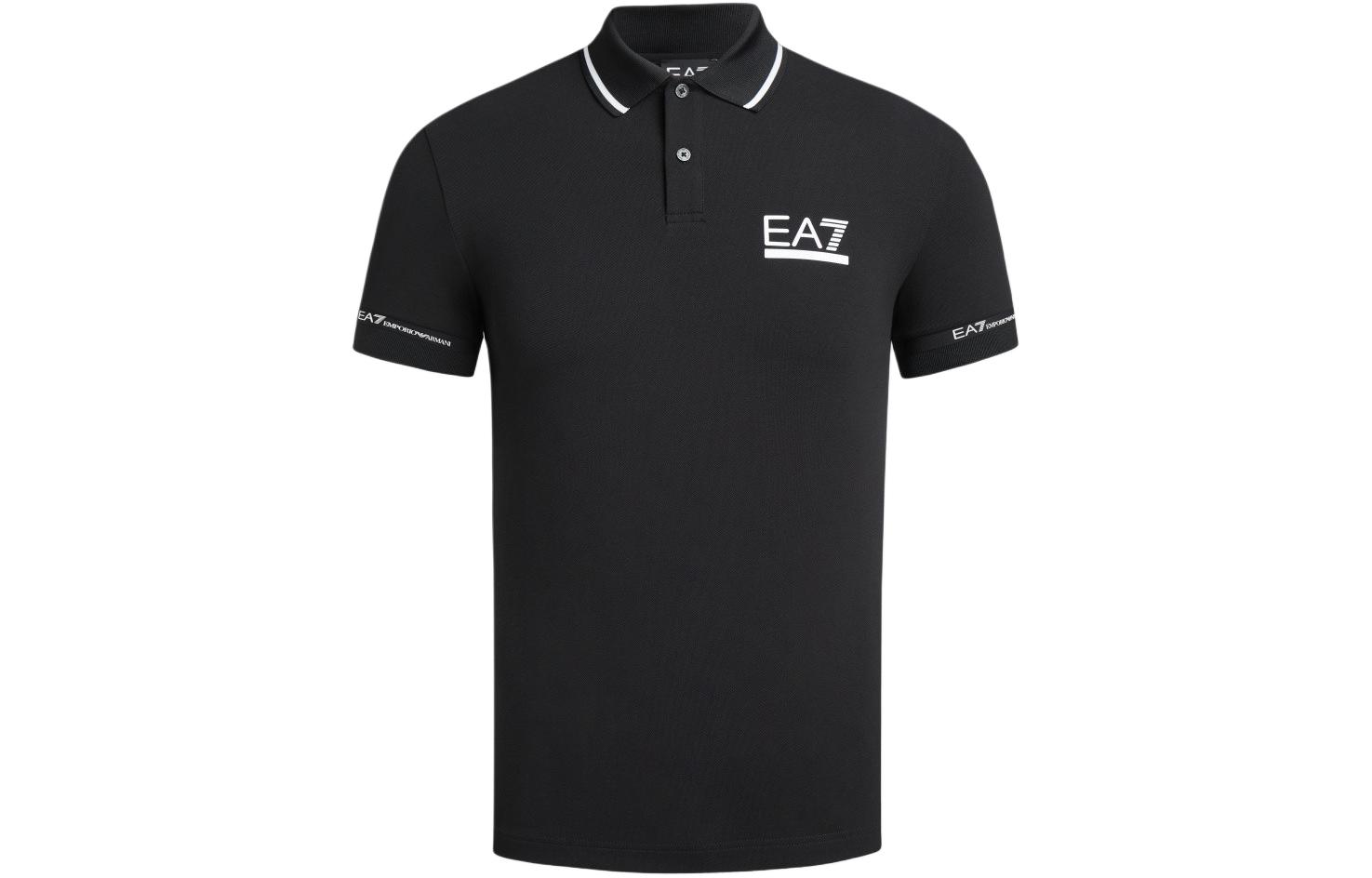 Футболка поло мужская черная EA7 SS24 EMPORIO ARMANI — фото 4