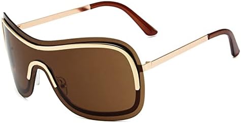 

Солнцезащитные очки без оправы из сплава в стиле Y2k для женщин, винтажные коричневые с серебристым градиентом, большие женские солнцезащитные очки MTZJH, Godl All Tea