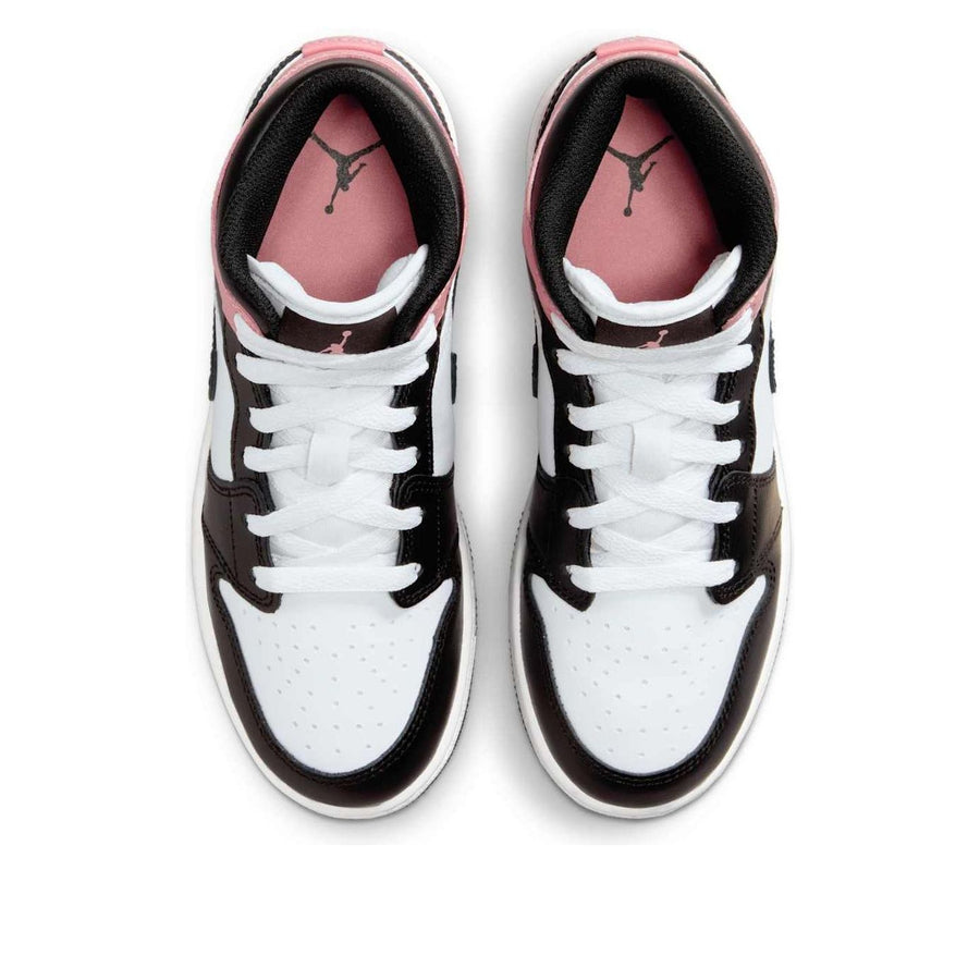 Кроссовки (GS) Air Jordan 1 Mid 'White Rust Pink', белый — фото 4