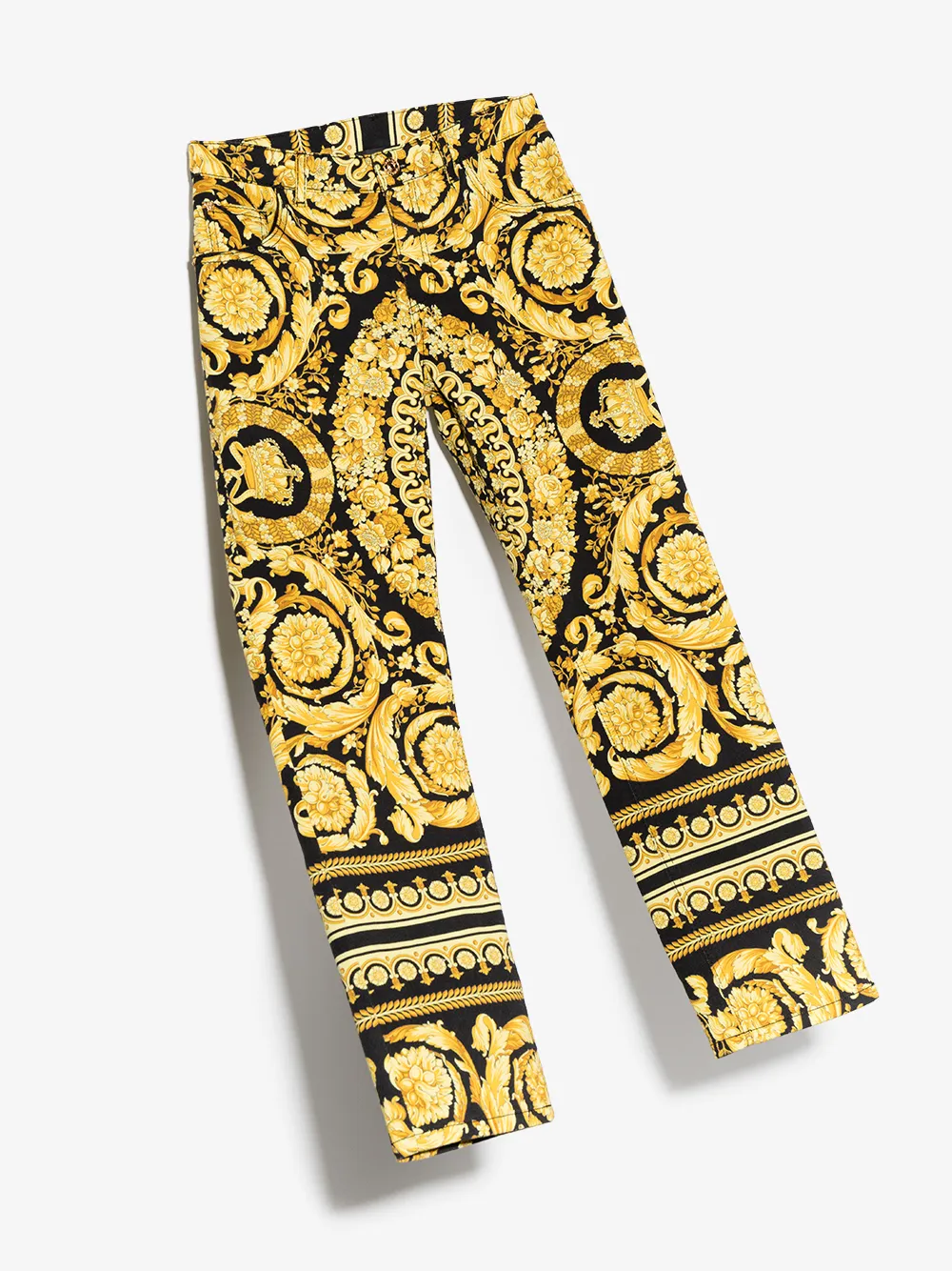 Прямые джинсы с принтом Barocco Versace Kids, черный — фото 3