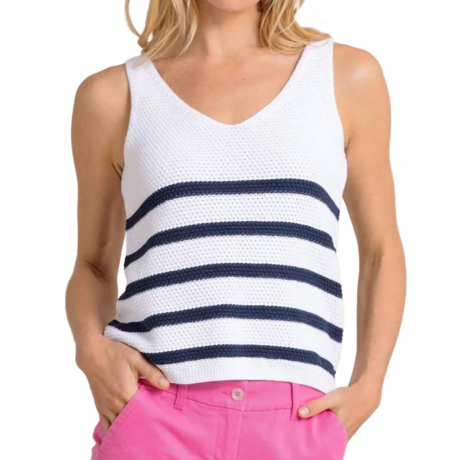 

Алли полосатый свитер-майка в классическом белом SOUTHERN TIDE