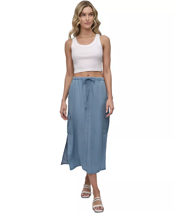 

Женская миди-юбка карго из шамбре DKNY Jeans, синий