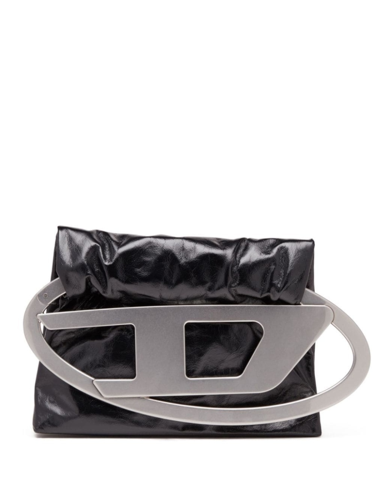 

Diesel logo-plaque leather pouch, черный