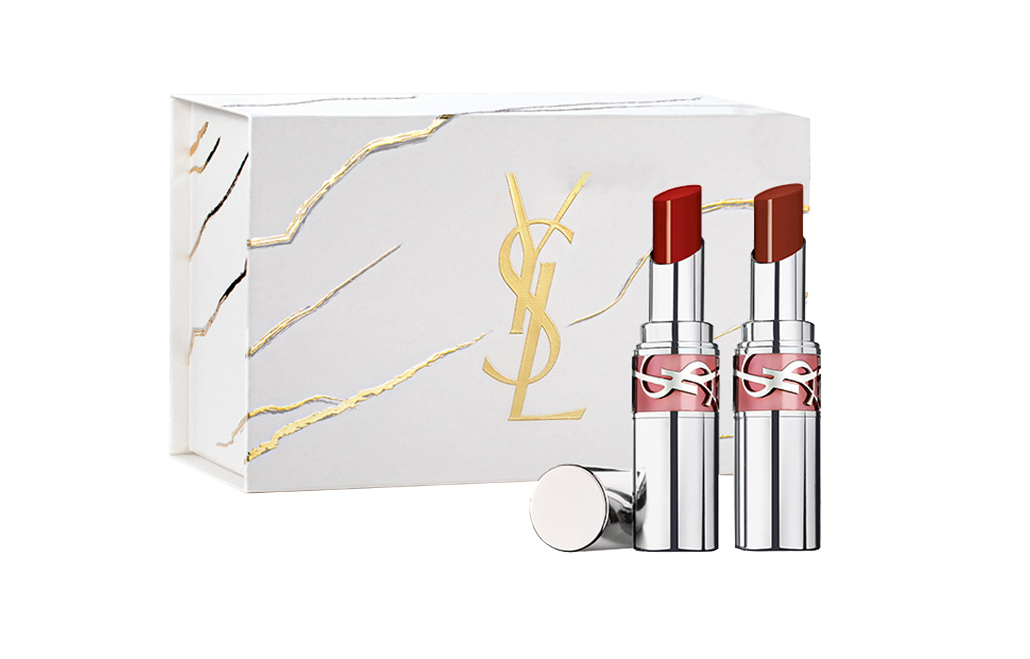 

SAINT LAURENT Красный и nude двухцветный блеск для губ box lip gloss увлажняющий уход за кожей увлажнение сияние 2 шт в упаковке