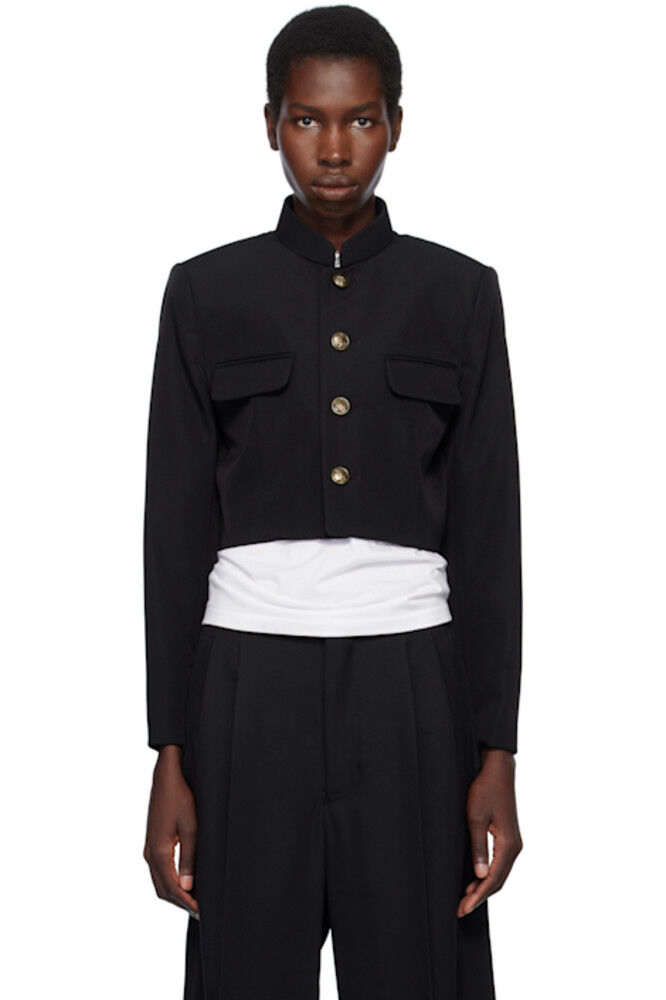 

Черный пиджак из шерсти и полиэстера с замшей Comme des Garçons Girl