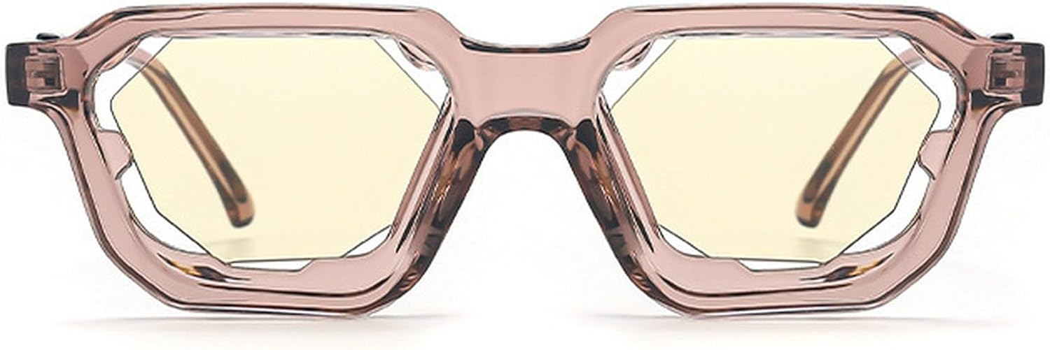 

Модные большие квадратные солнцезащитные очки в стиле Y2k для женщин, винтажные градиентные очки с защитой от УФ-излучения UV400 для мужчин, стильные очки с полой конструкцией mincl, Champagne Yellow