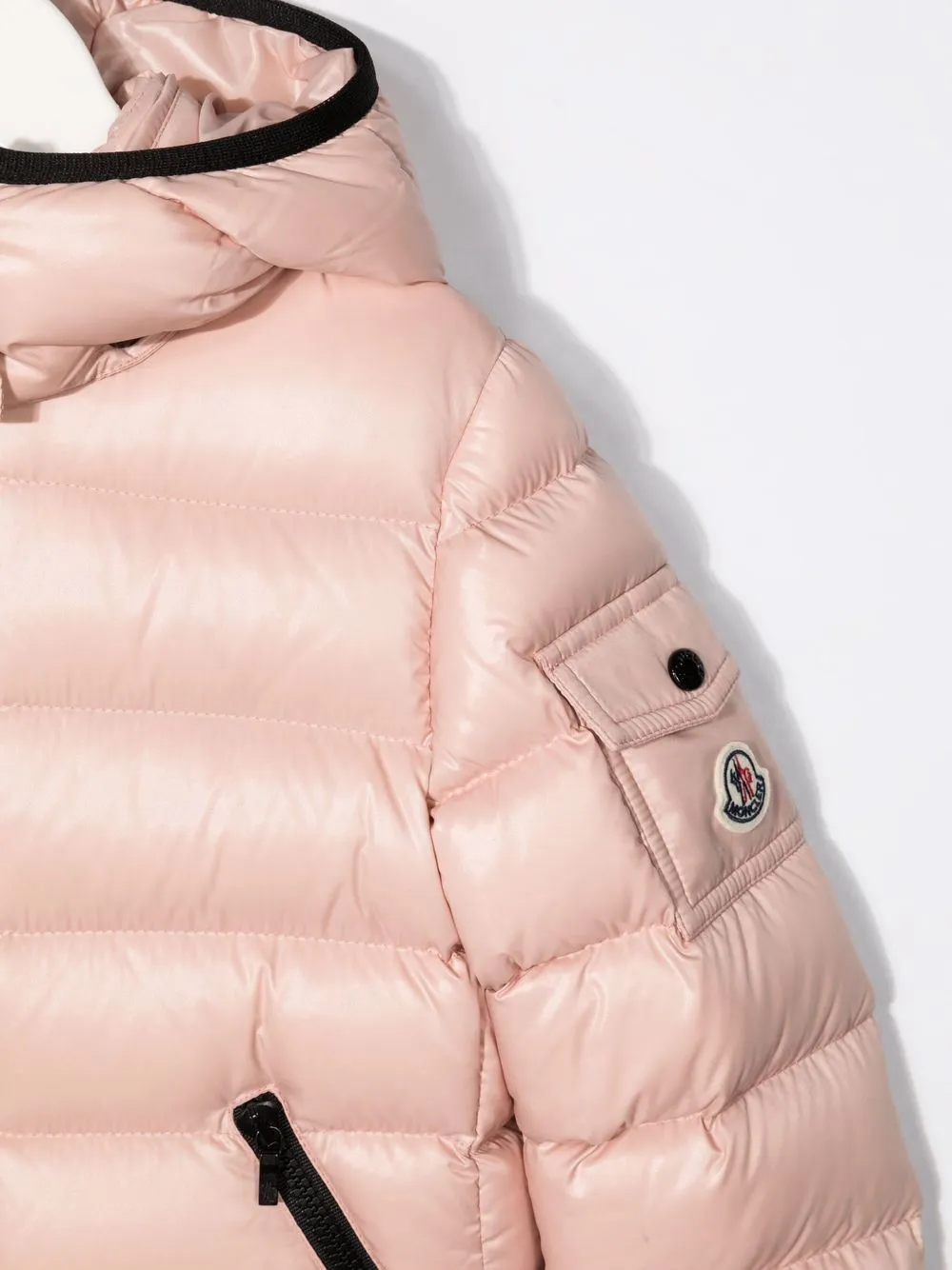 Пуховик с контрастной отделкой Moncler Enfant, розовый — фото 3