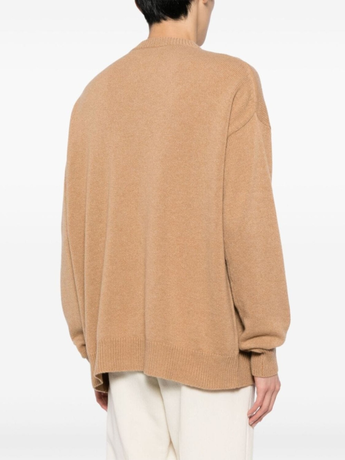Jil Sander кашемировый джемпер с круглым вырезом, коричневый — фото 4