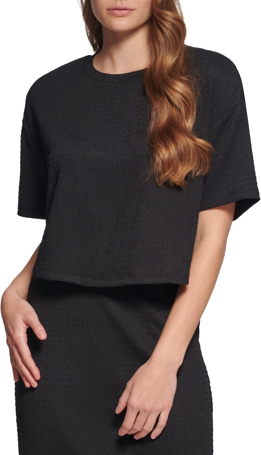 

Топ Calvin Klein Text Boxy Drop Shoulder, черный
