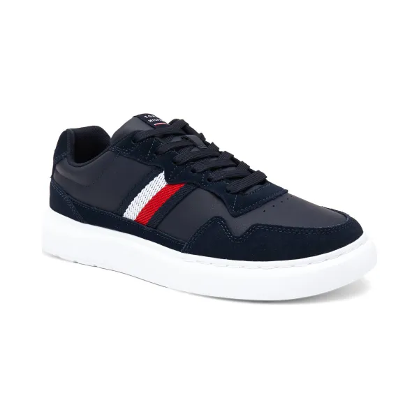 

Кожаные кроссовки из легкой кожи с чашкой из микса кожи Tommy Hilfiger, синий