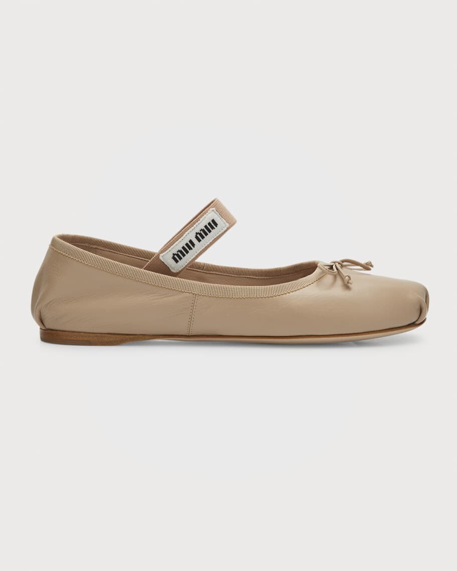 Кожаные балетки Miu Miu