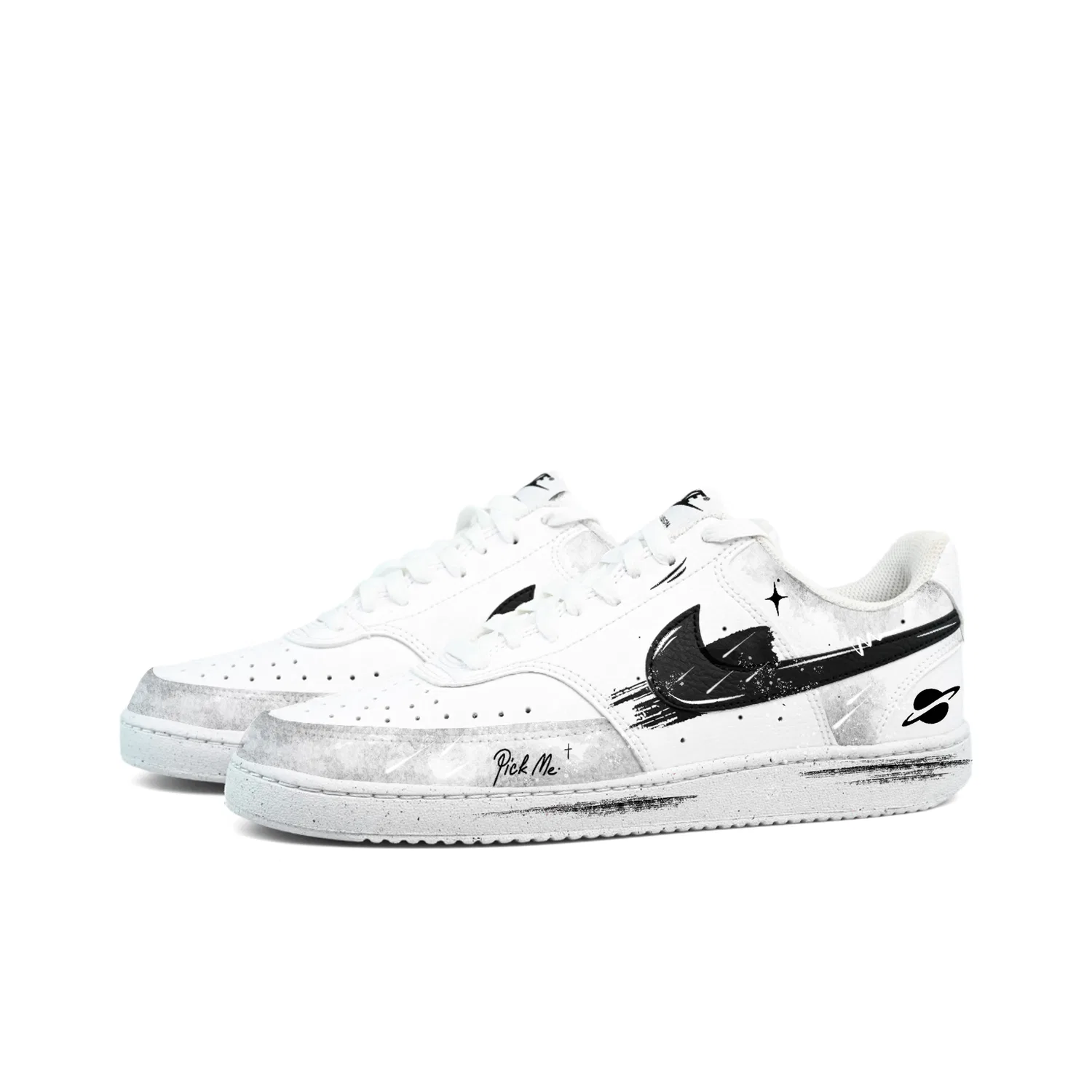 Кроссовки скейтбординговые Nike Court Vision 1 Low бело-черные — фото 4