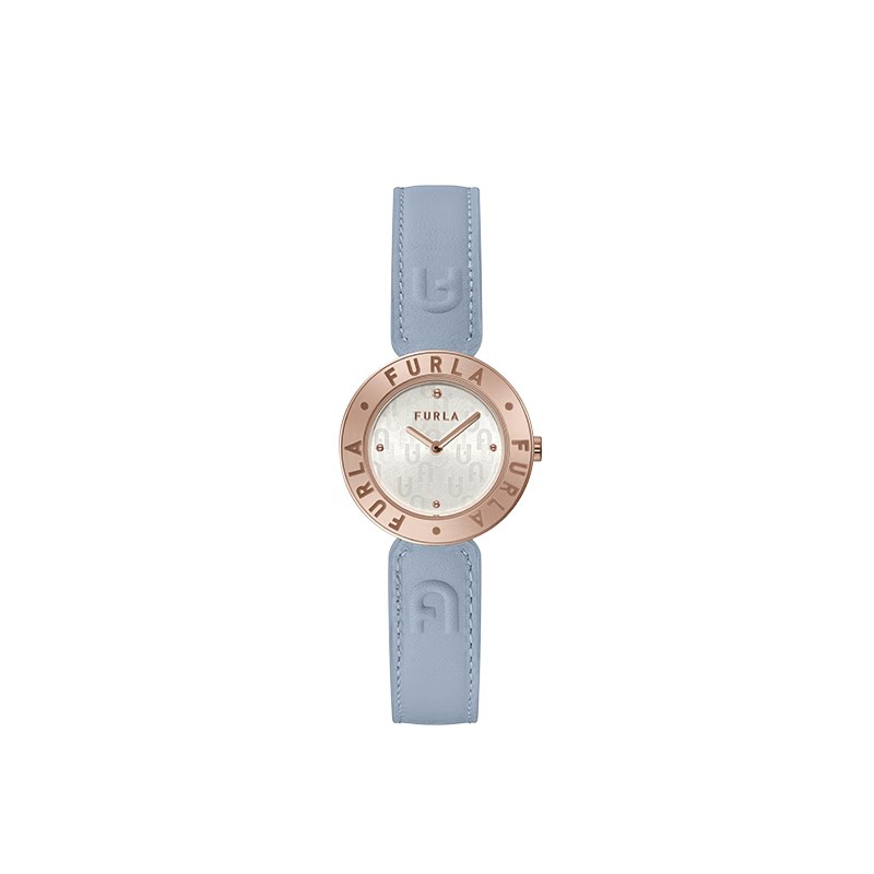 

Furla Часы Wrist Watch Quartz Movement Genuine Leather Strap 34mm Silver Dial Women's Watch, Sky Blue