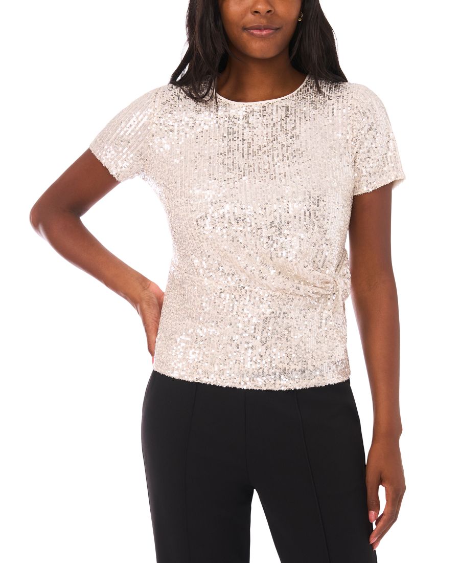 

Женская блузка с коротким рукавом и боковым узлом Vince Camuto, Silver