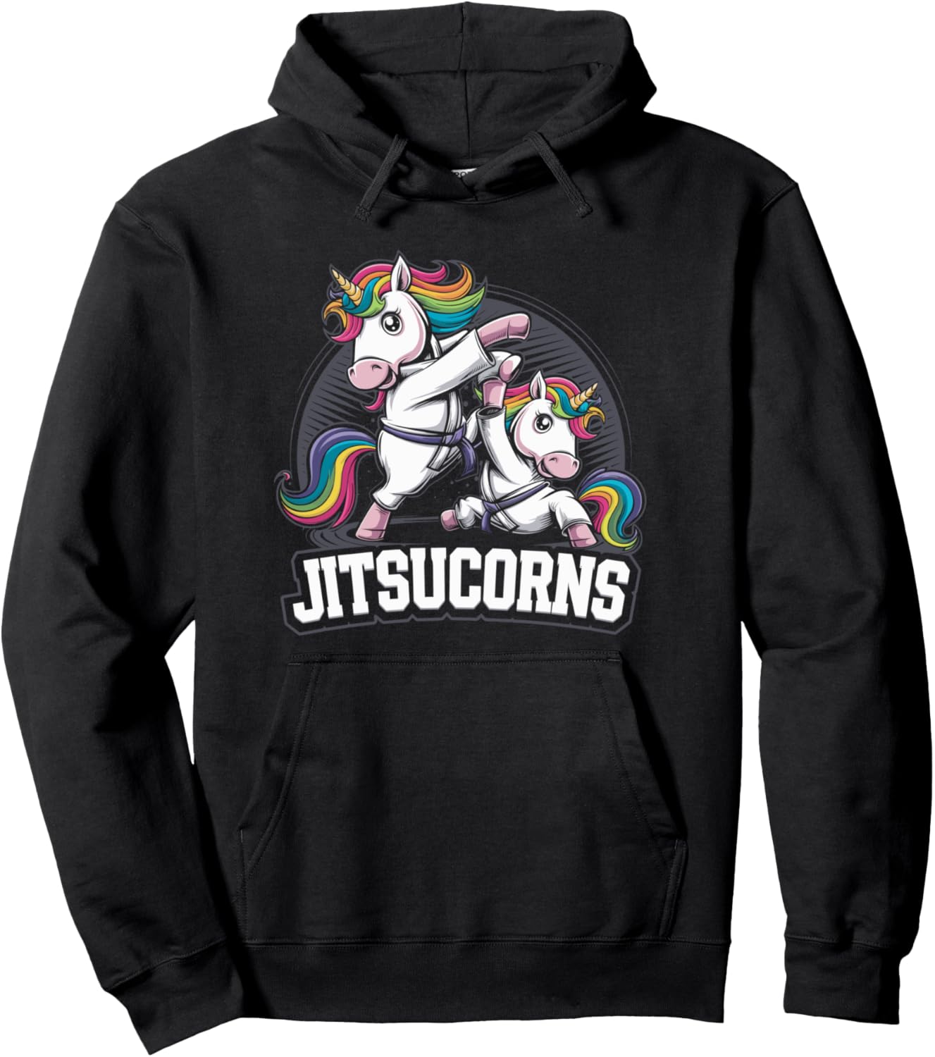 

Милая толстовка с изображением единорога для джиу-джитсу и грэпплинга (BJJ) Brazilian Jiu Jitsu Funny Unicorn - Dressedforduty, черный