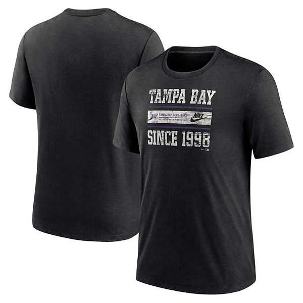 Мужская футболка heather black tampa bay rays cooperstown collection local stack tri-blend Nike — фото 2