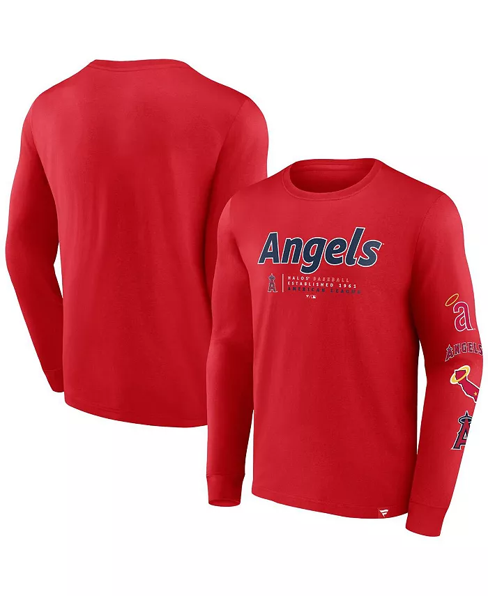 

Мужская футболка с длинным рукавом Los Angeles Angels Strike the Goal красного цвета Fanatics