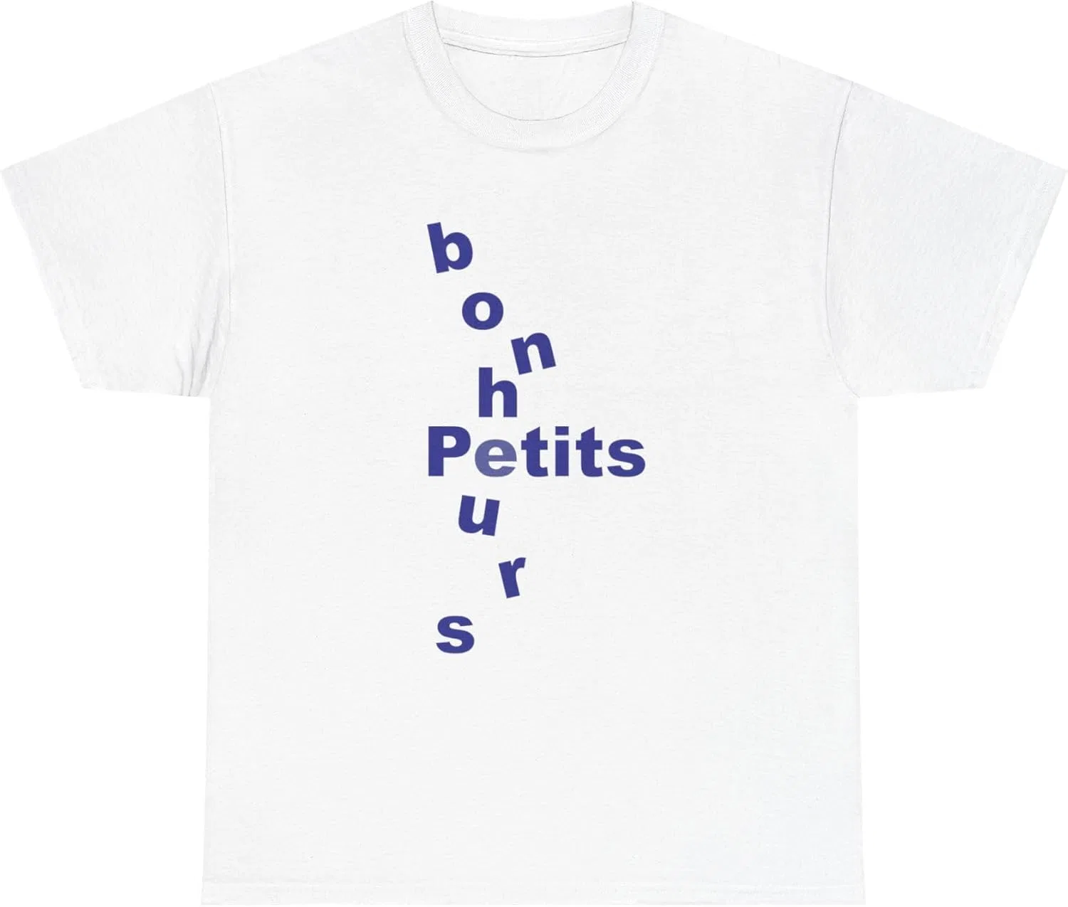 Футболка French Quote - “Petits bonheurs” с минималистичной типографикой, унисекс хлопковая майка, парижский стиль, подарок для маленьких радостей GENERIC, белый