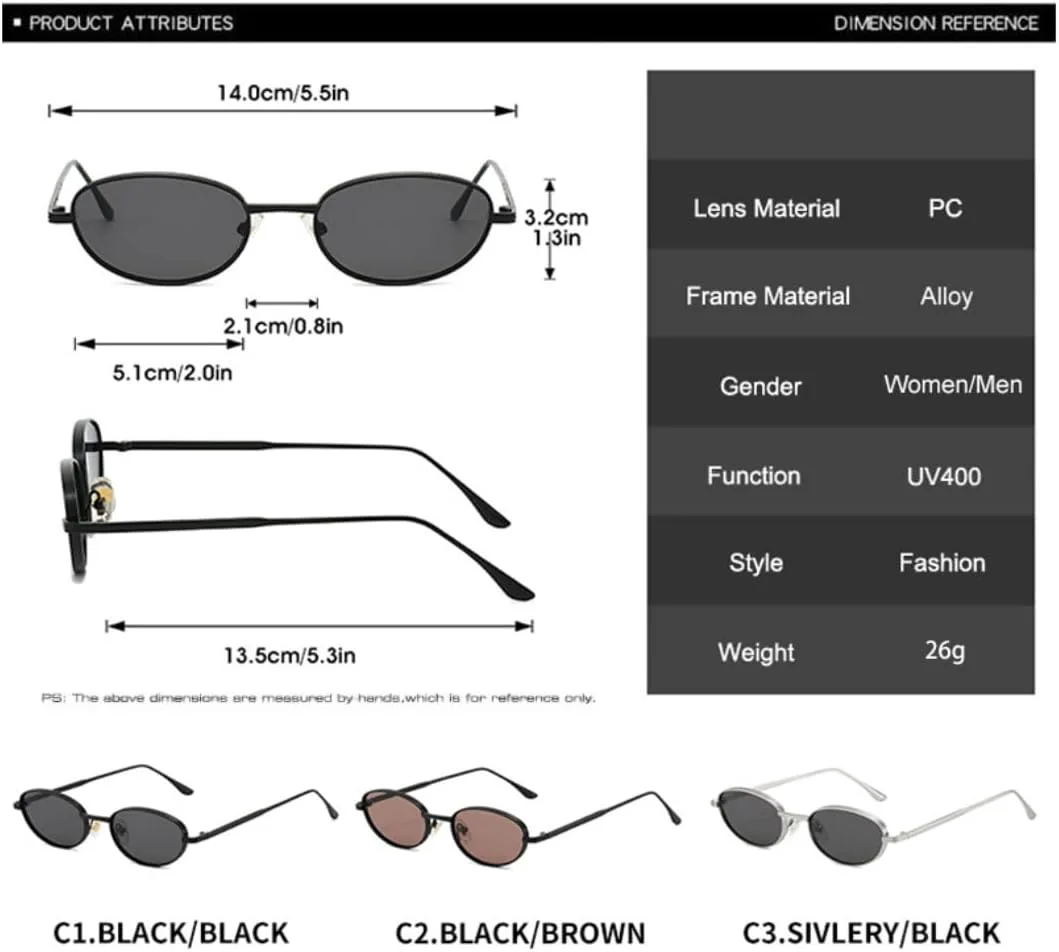 

Винтажные овальные металлические женские солнцезащитные очки UV400, модные градиентные очки UV400, мужские солнцезащитные очки в стиле панк generic, Black Grey