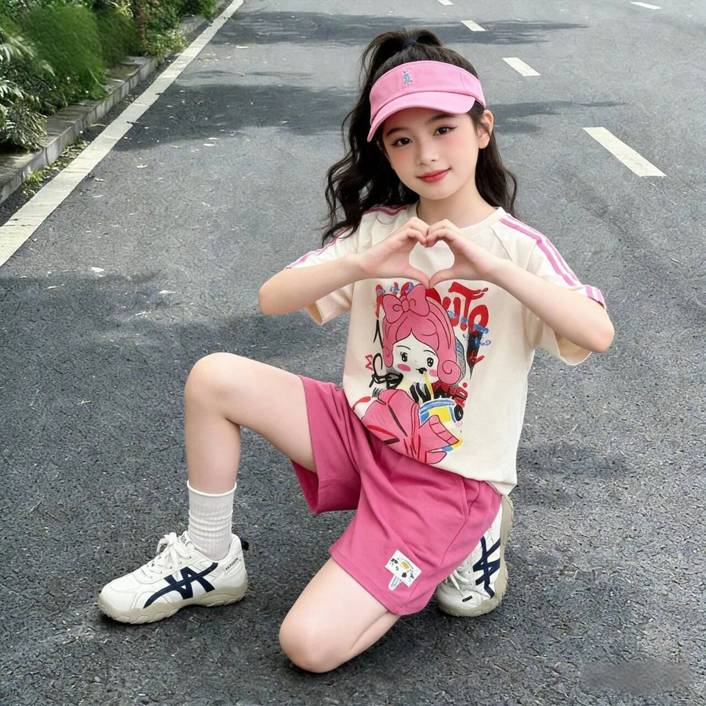 Детская спортивная одежда Casual с круглым вырезом Disney, Ecru/Pink — фото 4