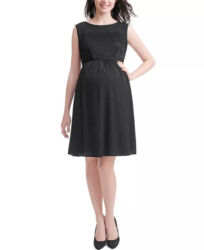 

Платье с плиссированной юбкой из кружева и сетки для беременных kimi + kai, черный