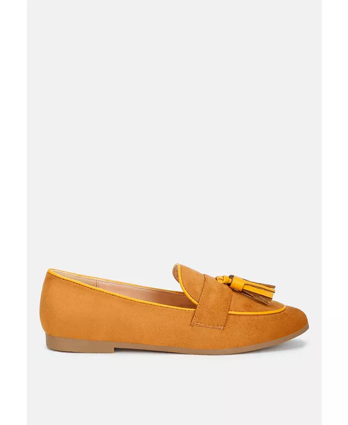 Женские фольклорные лоферы из микро-замши с кисточками Rag & Co, коричневый