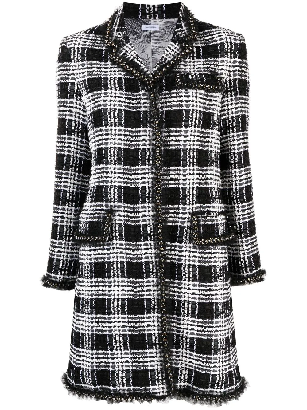 

Твидовое платье миди Chesterfield THOM BROWNE, черный