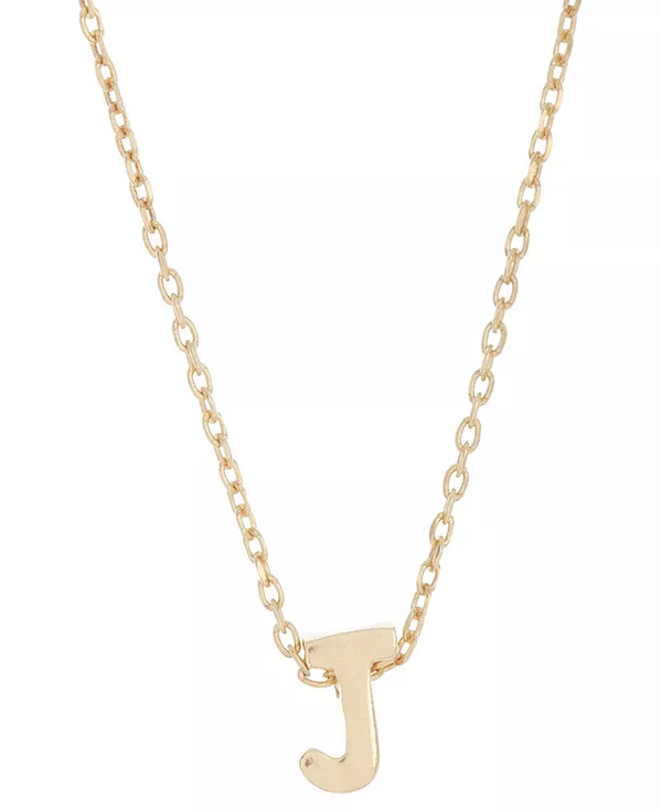 

Миниатюрное ожерелье с инициалом, покрытое 14-каратным золотом, 16 дюймов + удлинитель 2 дюйма Adornia, j