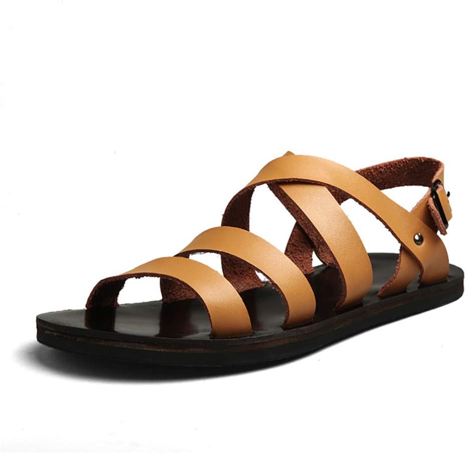 

Мужские сандалии с открытым носком, летние, повседневные, легкие, удобные, пляжные, с регулируемой пряжкой, дышащие, простые, для улицы Asifn, коричневый