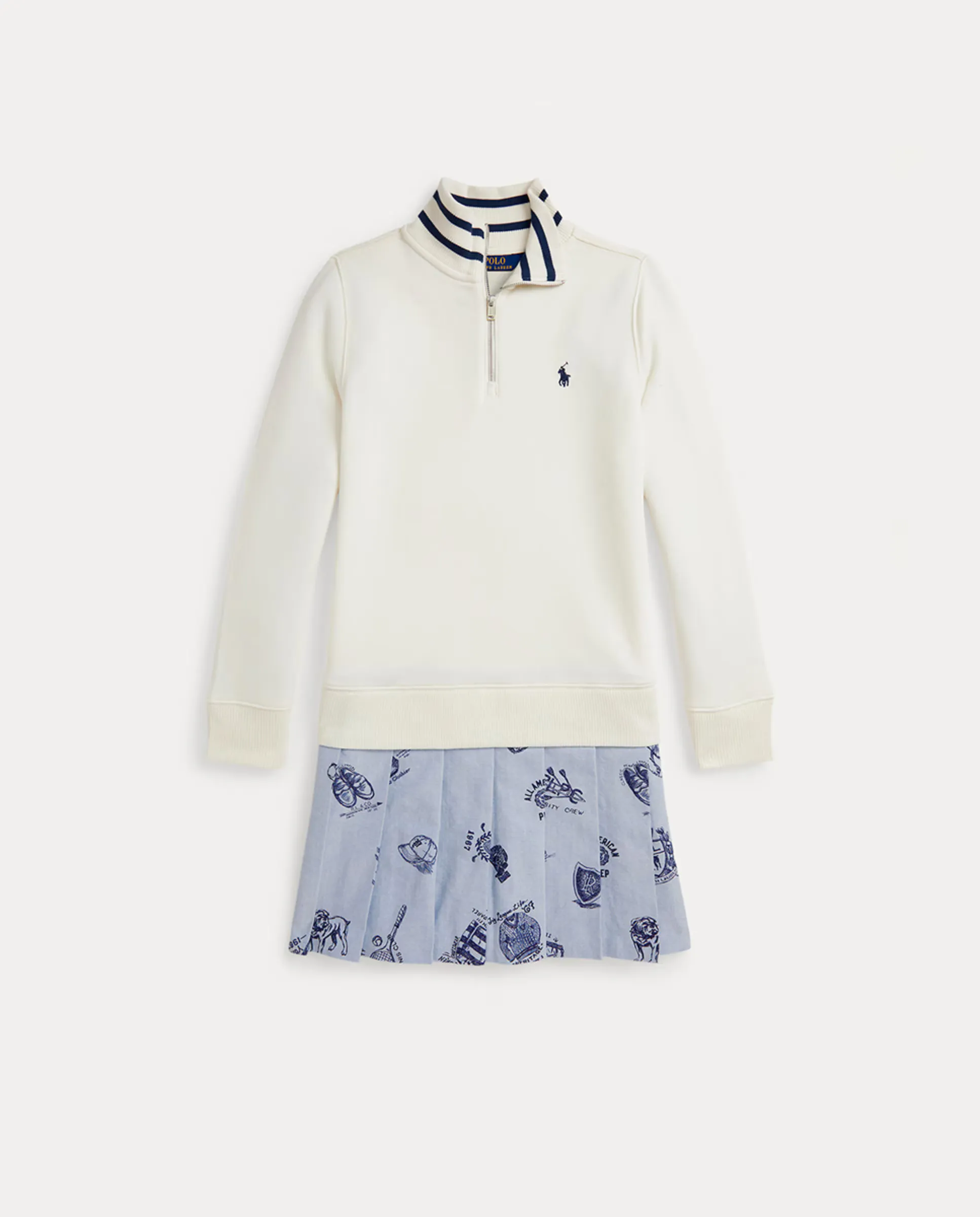 

Длинное платье для девочки с рукавами и плиссированной юбкой Polo Ralph Lauren, цвет Crudo