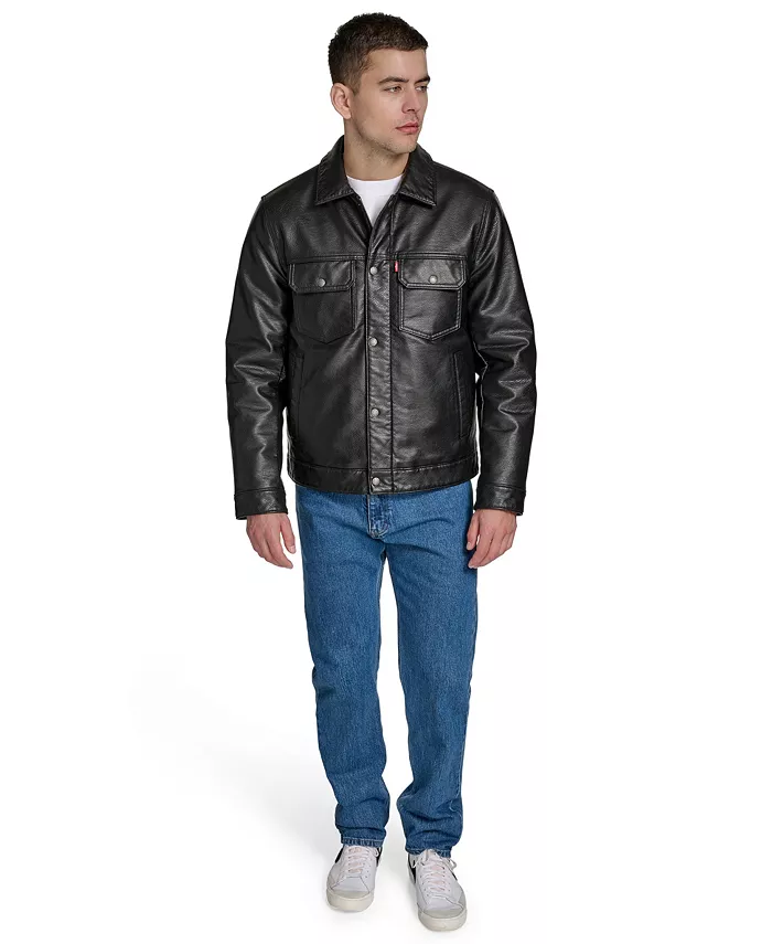 Мужская куртка-косуха из искусственной кожи Levi'S, черный — фото 2
