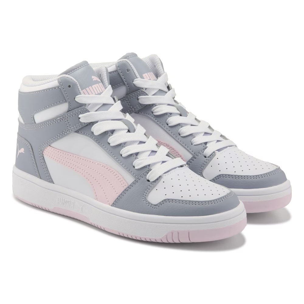 

Детские высокие кроссовки Rebound Layup Big Kid от Puma, grey/pink