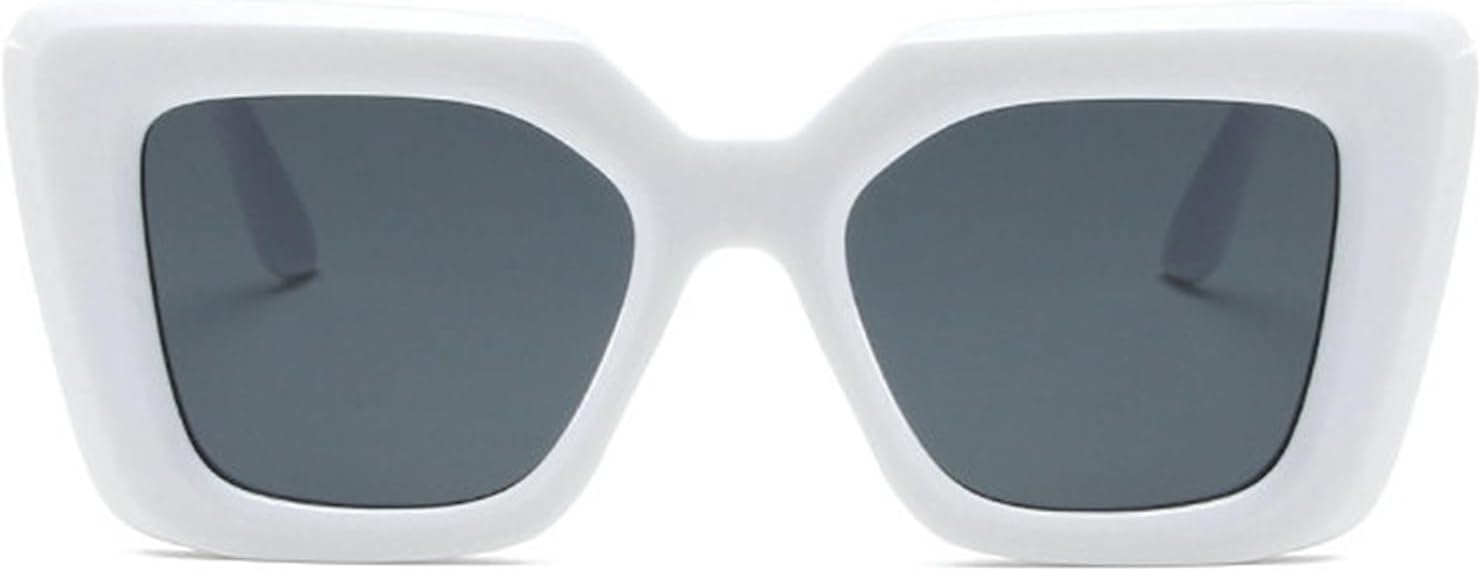 

Willochra Модные винтажные солнцезащитные очки в крупной оправе, стильные черные солнцезащитные очки для мужчин и женщин, для путешествий, защита глаз от УФ-излучения UV400, F27, White