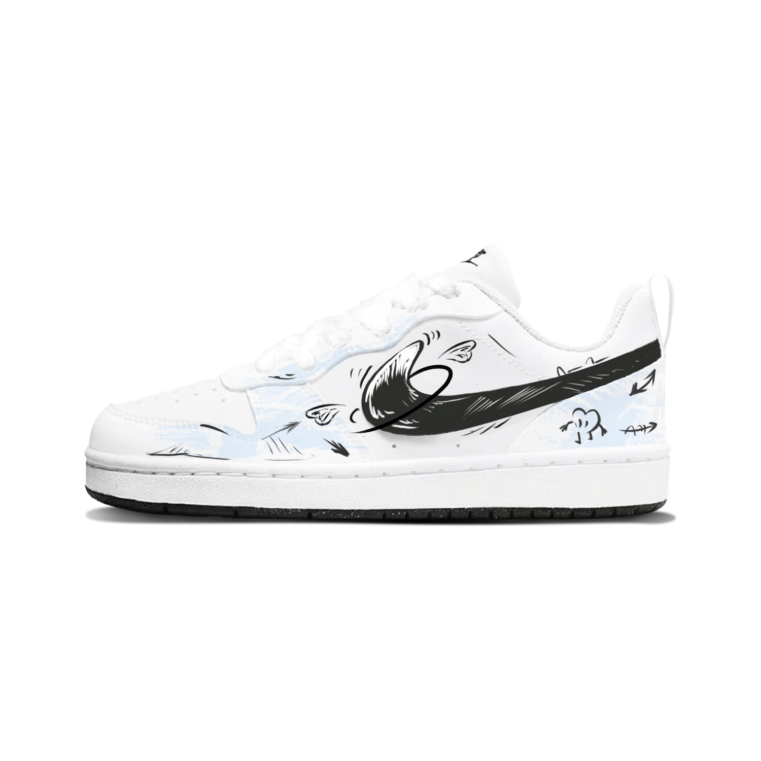 

Nike Кроссовки для скейтбординга Court Borough Abrasion Resistant Low top для детей, бело-синие, унисекс