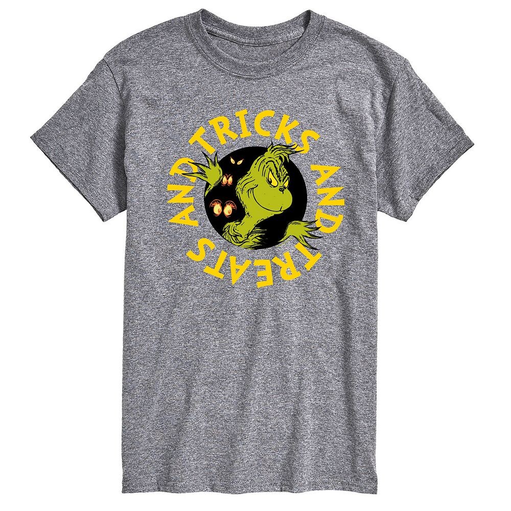 

Мужская футболка с рисунком Dr. Seuss Grinch Tricks And Treats Licensed Character, цвет Heather Gray
