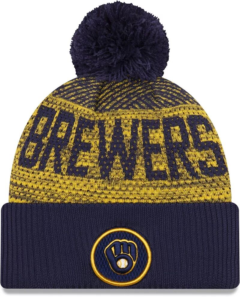 

Мужская вязаная шапка New Era Milwaukee Brewers Navy Authentic Collection