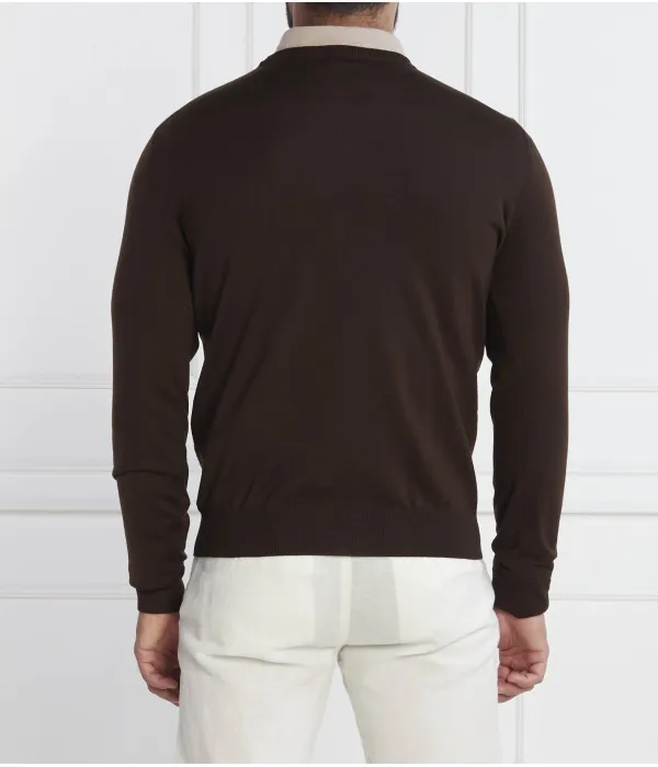 Шерстяной свитер Барам-л Regular fit Boss, коричневый — фото 4